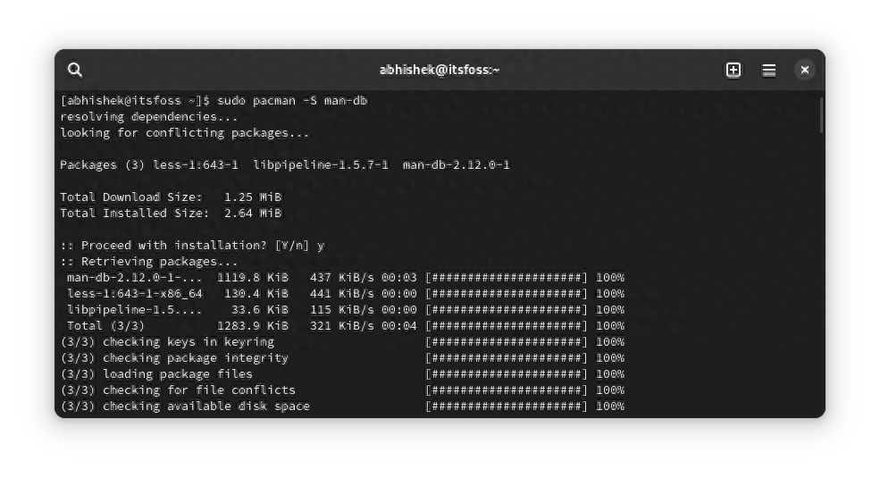 图片[2]-如何修复Arch Linux中的 “Bash: man command not found” 错误-编程社